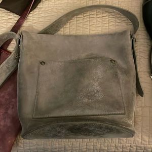 Garnet Hill silver bucket bag